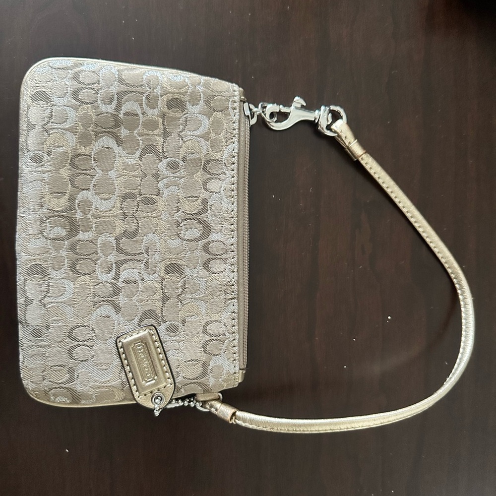 Coach Metallic Gold Signature Wristlet